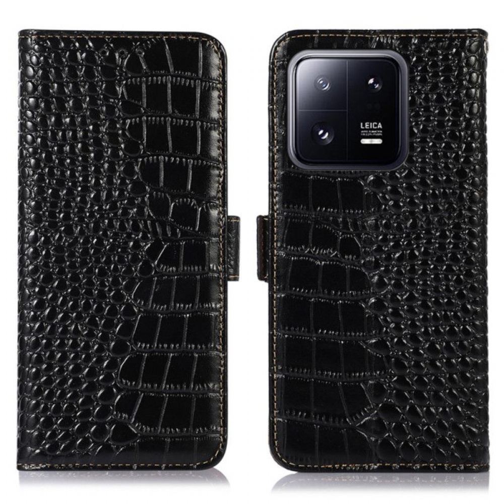 Flipové Pouzdro Na Xiaomi 13 Pro Rfid Ve Stylu Krokodýla