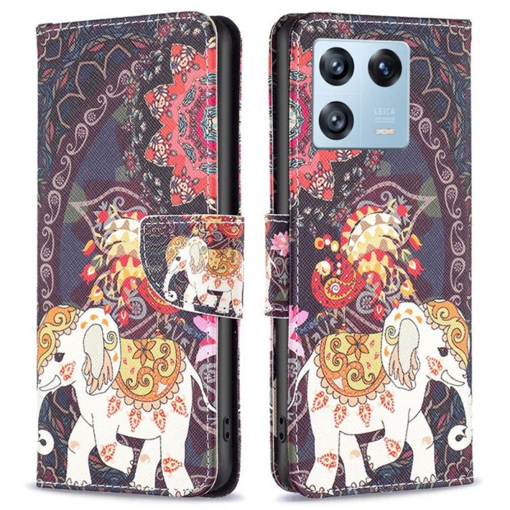 Kožené Pouzdro Na Xiaomi 13 Pro Kmenový Slon