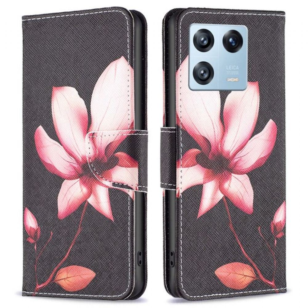 Kožené Pouzdro Na Xiaomi 13 Pro Růžový Květ