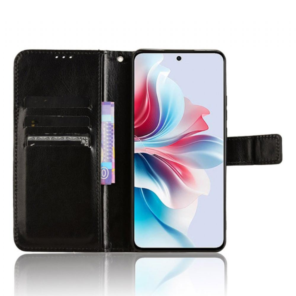 Kožený Kryt Oppo Reno 11f 5g Okázalá Umělá Kůže S Páskem