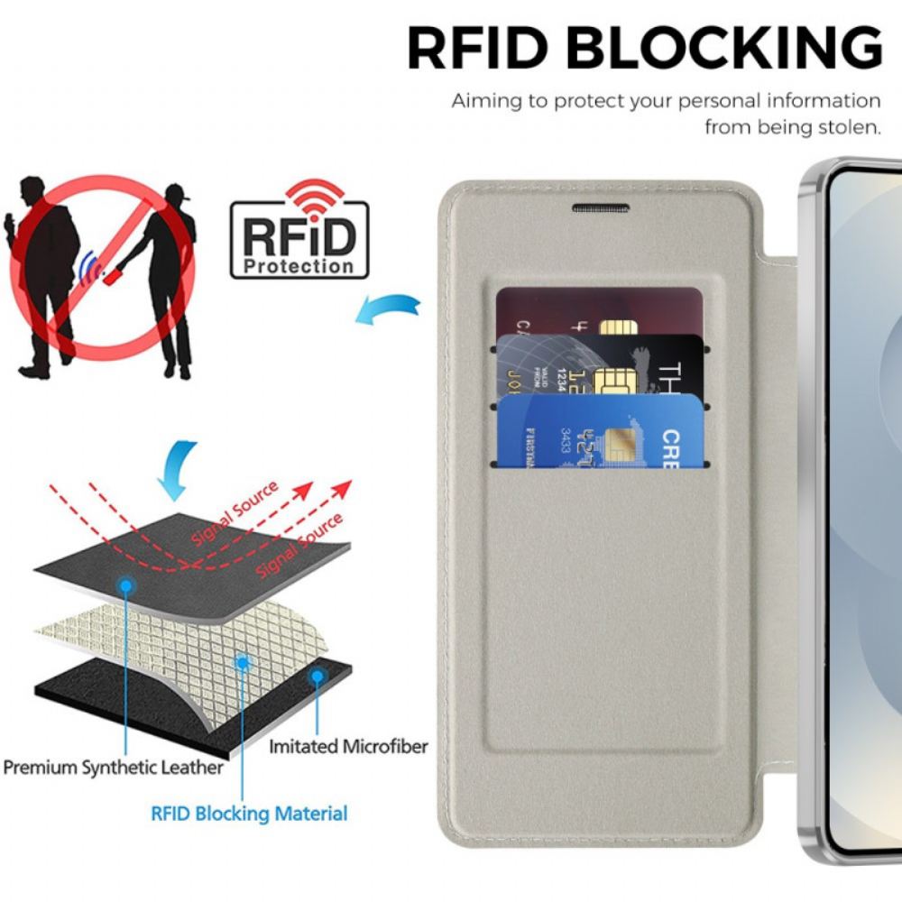 Kožené Pouzdro Samsung Galaxy S26 Kryty Na Mobil Magnetický S Pouzdrem Na Karty A Rfid Ochranou