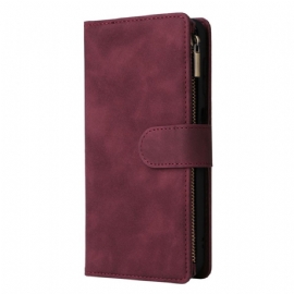 Kožený Kryt Na Samsung Galaxy S26 Peněženka Na Zip S Efektem Semiše