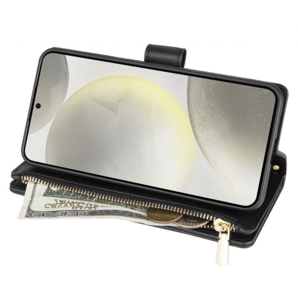 Kožený Kryt Na Samsung Galaxy S26 Prošívaná S Nastavitelným Ramenním Popruhem