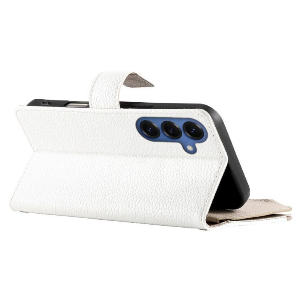 Kožený Kryt Samsung Galaxy S26 Dvoubarevná Peněženka S Popruhy