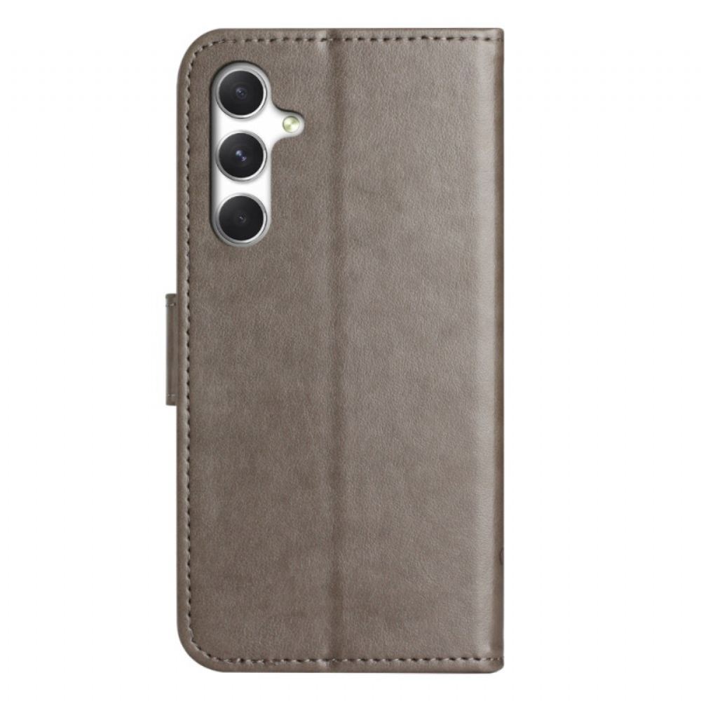 Kožený Kryt Samsung Galaxy S26 Květinové Motivy