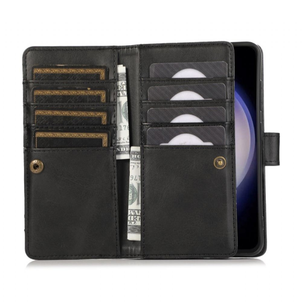 Kožený Kryt Samsung Galaxy S26 Magnetická Peněženka A Šňůrka Na Krk