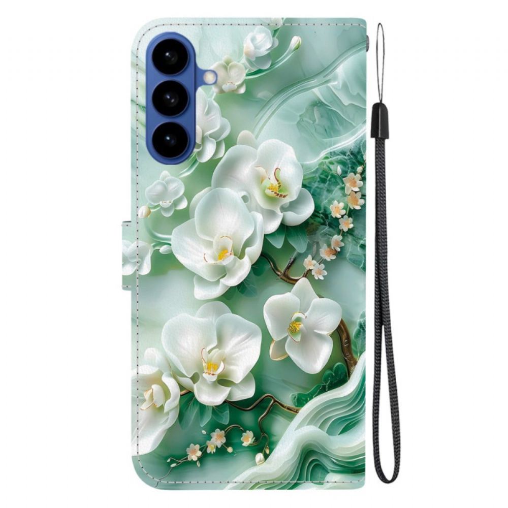 Kožený Kryt Samsung Galaxy S26 Nefritové Květiny