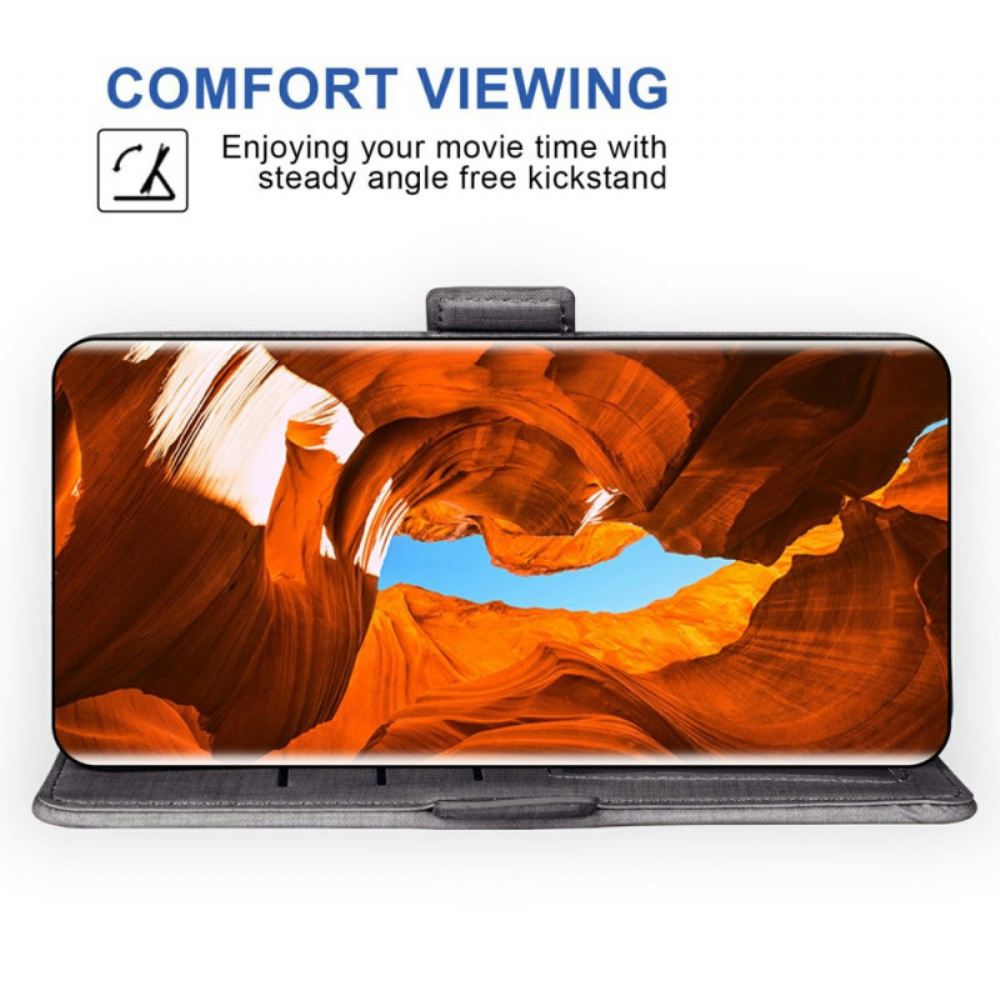 Kožený Kryt Samsung Galaxy S26 S Denimovou Texturou A Otočným Držákem Na Karty