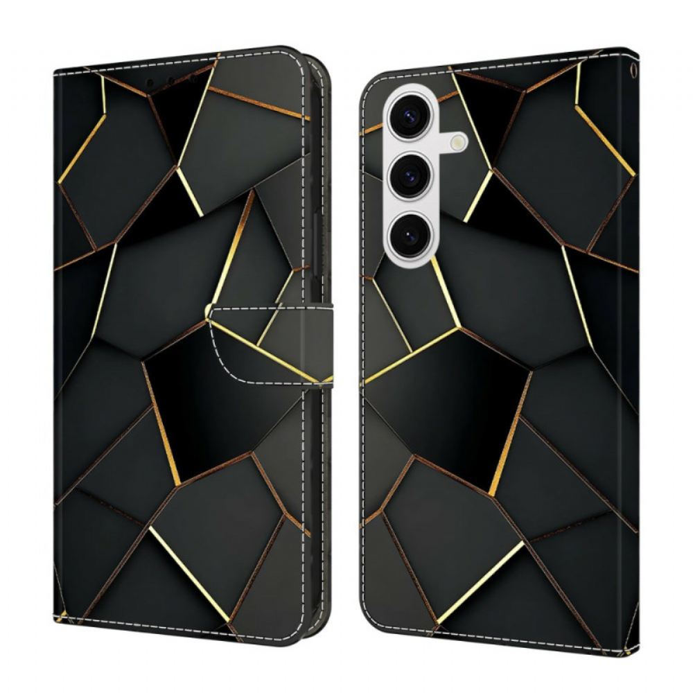 Kožený Kryt Samsung Galaxy S26 Černé A Zlaté Okraje