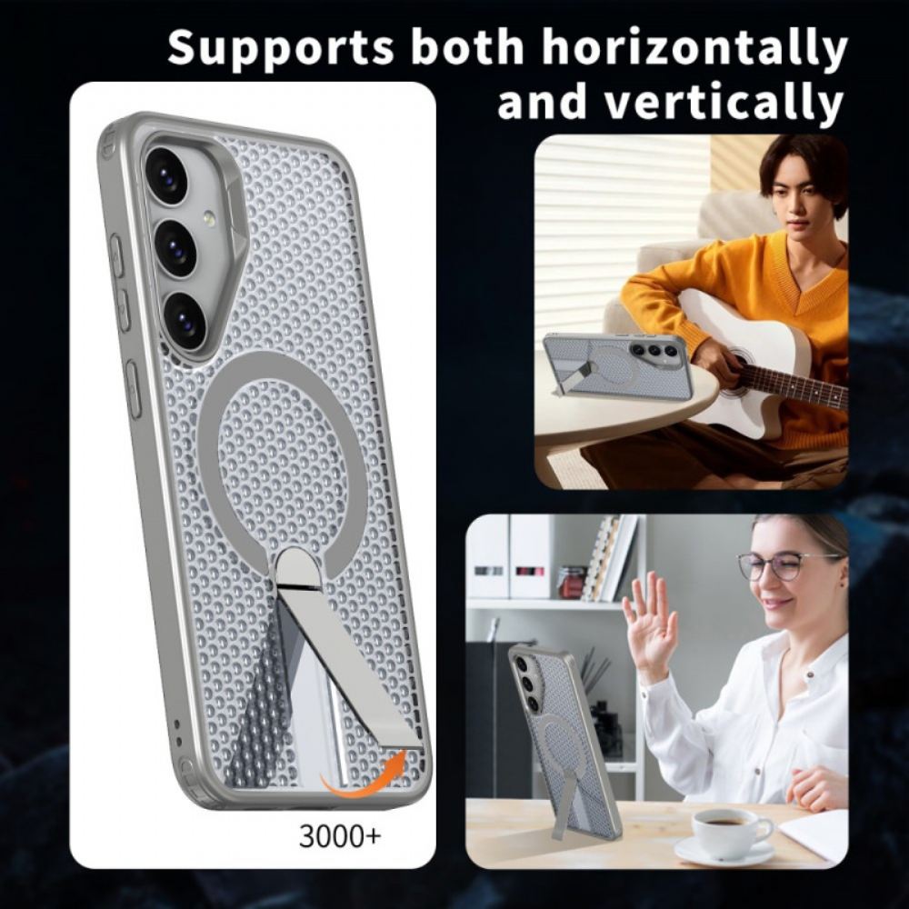 Kryt Na Samsung Galaxy S26 Magnetické S Magnetickým Stojánkem A Stojánkem S Mřížkovou Texturou