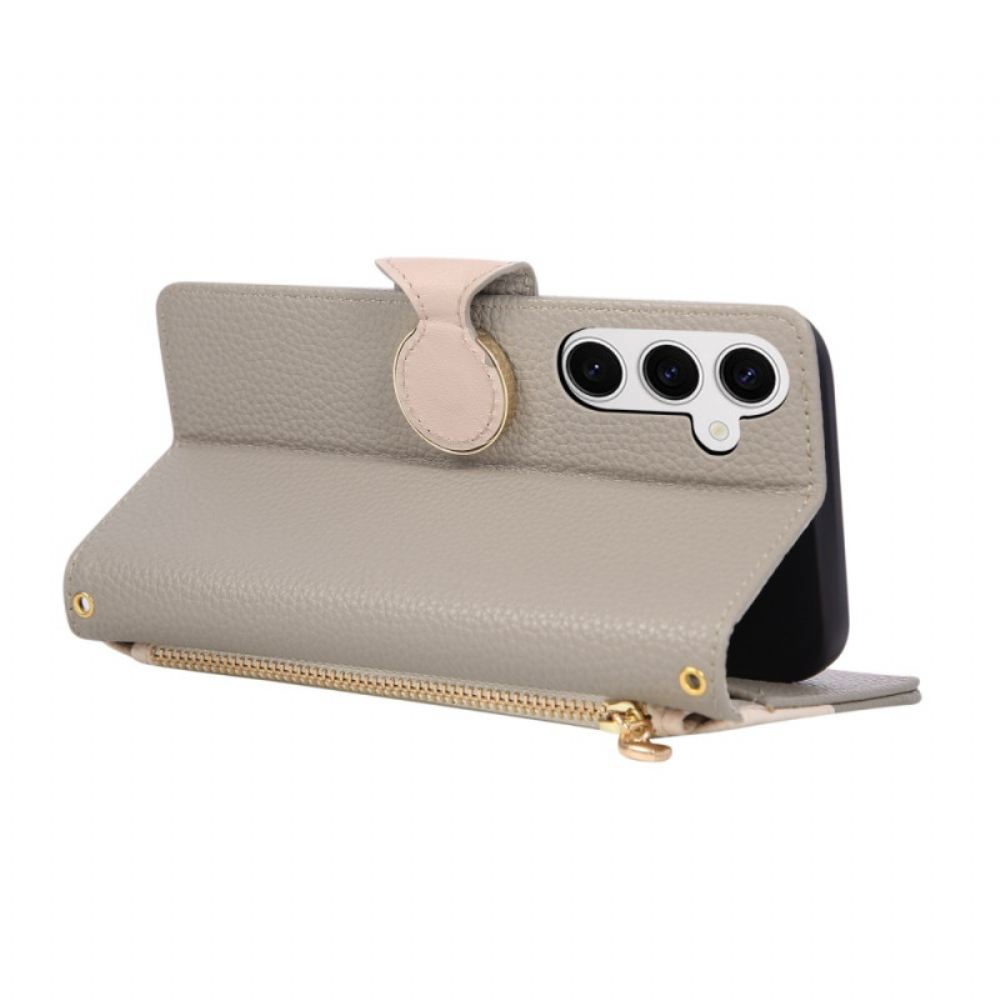 Peněženková Pouzdra Samsung Galaxy S26 Kryty Na Mobil Dvoubarevná Peněženka Na Zip