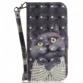 Peněženková Pouzdra Samsung Galaxy S26 Kryty Na Mobil Šňůrka Na Krk S Šedou Kočkou
