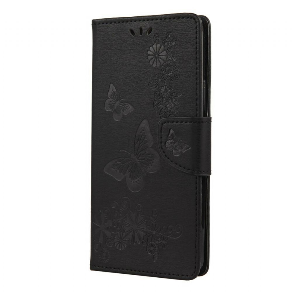 Kožené Pouzdro Na Xiaomi Mi 10 Lite Jen Motýli S Lanyardem