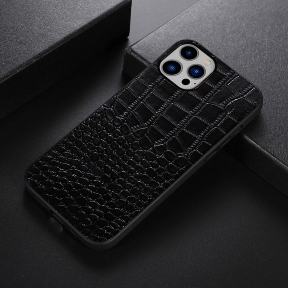 Kryt Na iPhone 14 Plus Pravá Kůže S Texturou Krokodýla
