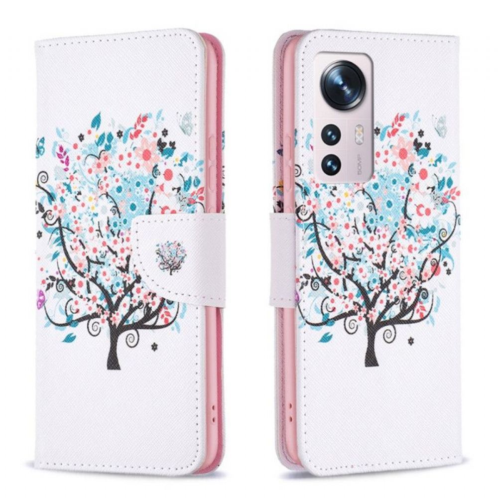 Flipové Pouzdro Na Xiaomi 12 / 12X Květovaný Strom
