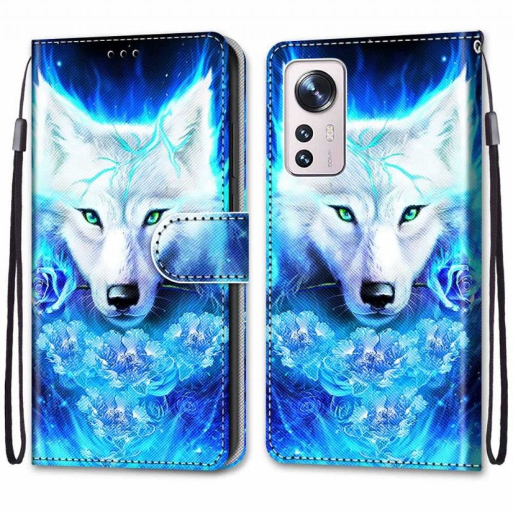 Flipové Pouzdro Na Xiaomi 12 / 12X Na Lana Lanyard Wolf