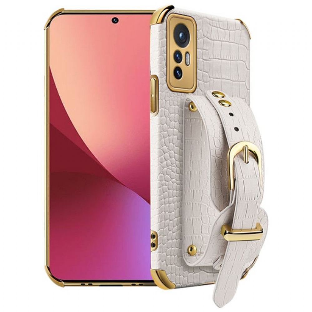 Kryt Na Xiaomi 12 / 12X Krokodýlí Styl S Podpůrným Popruhem
