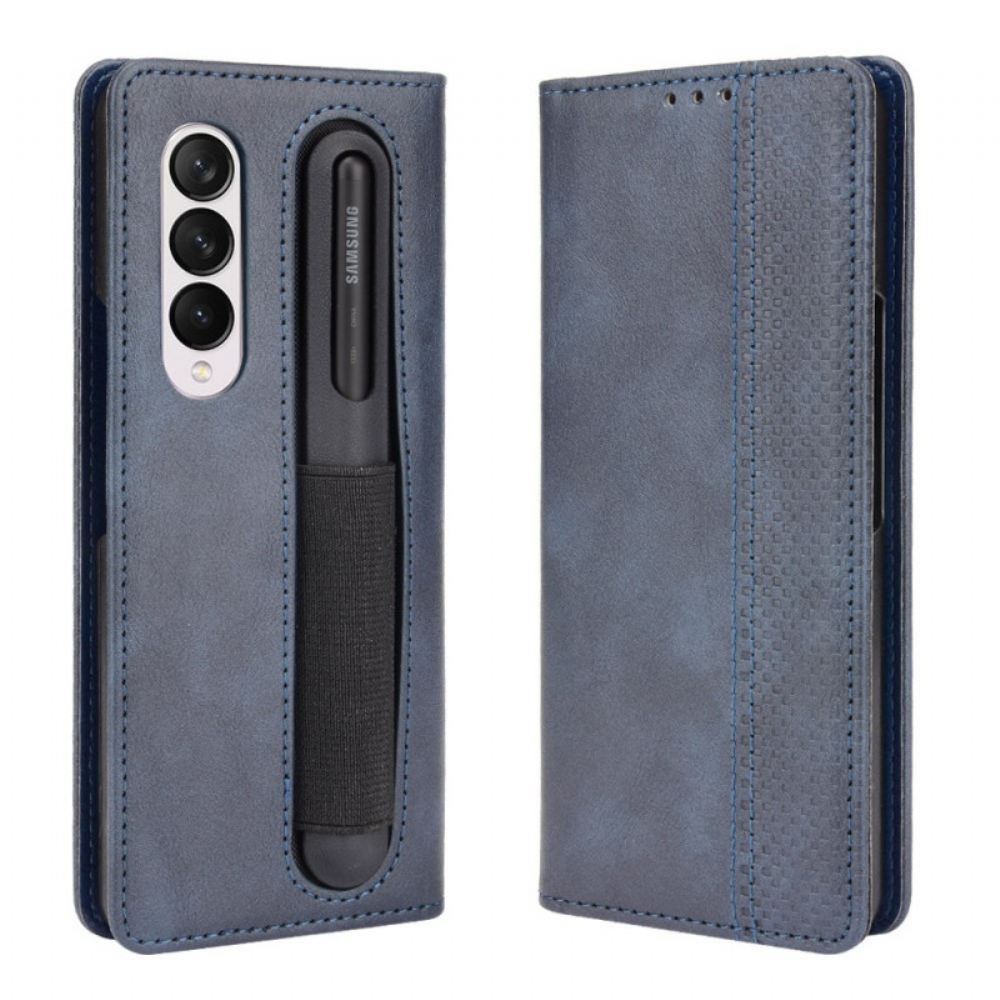 Flipové Pouzdro Na Samsung Galaxy Z Fold 3 5G Stylizovaný Kožený Držák Stylusu