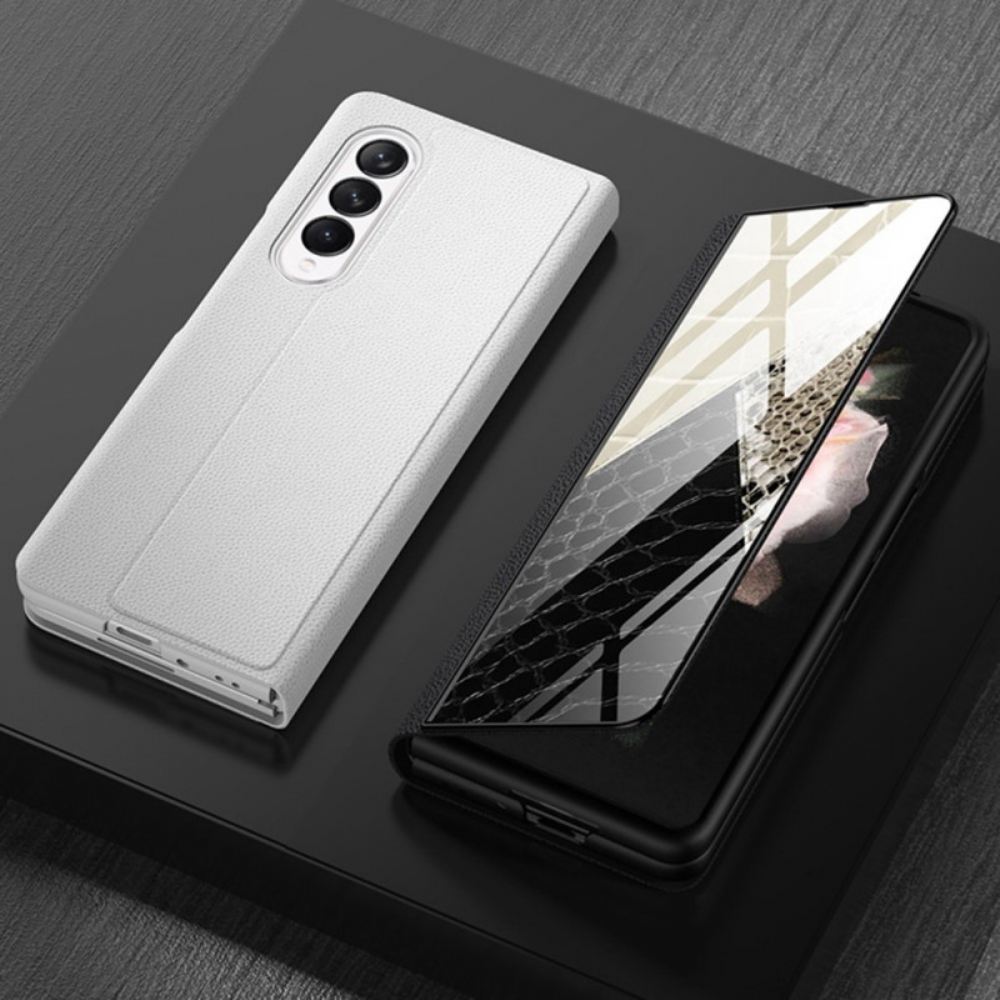 Kryty Na Mobil Na Samsung Galaxy Z Fold 3 5G Flipové Pouzdro Tvrzené Sklo Leopard