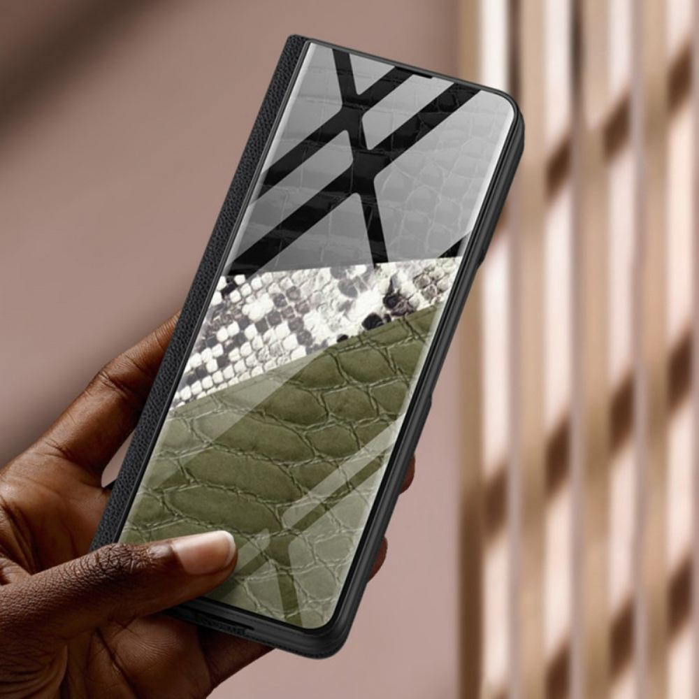 Kryty Na Mobil Na Samsung Galaxy Z Fold 3 5G Flipové Pouzdro Tvrzené Sklo Leopard