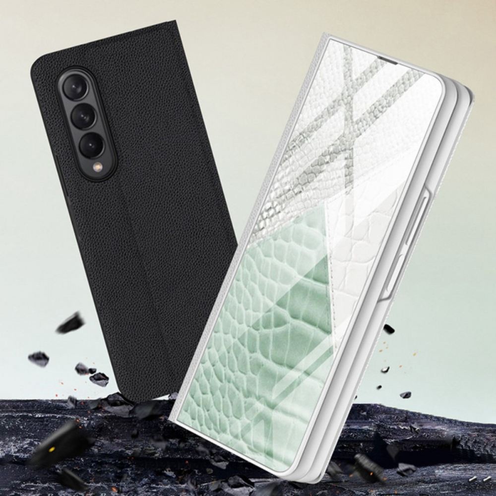 Kryty Na Mobil Na Samsung Galaxy Z Fold 3 5G Flipové Pouzdro Tvrzené Sklo Leopard