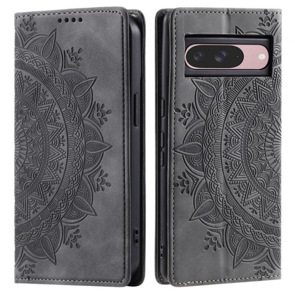 Kožené Pouzdro Google Pixel 10 / 10 Pro Semišový Efekt Mandaly