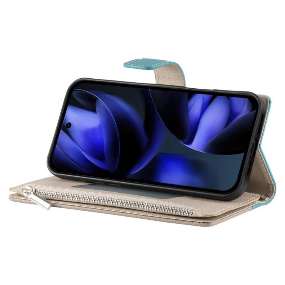 Kožený Kryt Google Pixel 10 / 10 Pro Dvoubarevná Peněženka S Popruhy