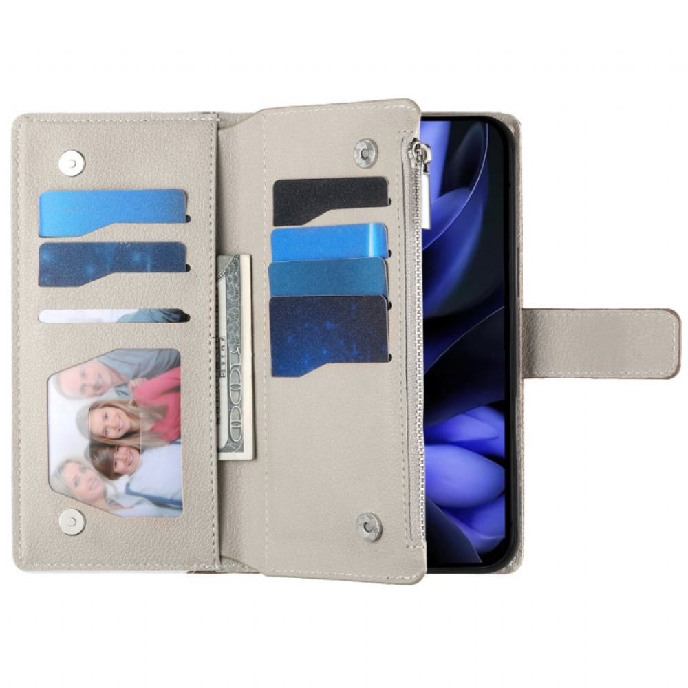 Kožený Kryt Google Pixel 10 / 10 Pro Dvoubarevná Peněženka S Popruhy