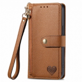 Kožený Kryt Google Pixel 10 / 10 Pro Vzor Srdce S Rfid Blokováním