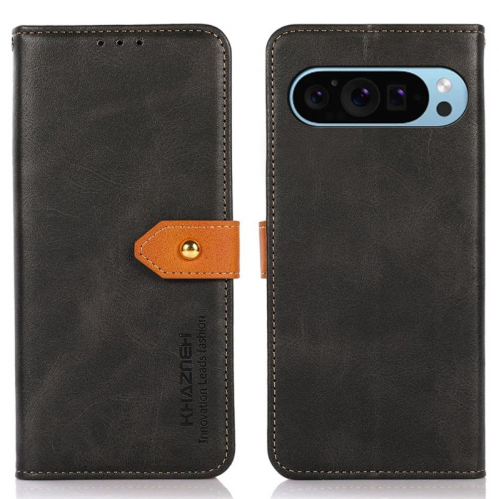 Kožený Kryt Google Pixel 10 / 10 Pro Zlatá Spona Khazneh