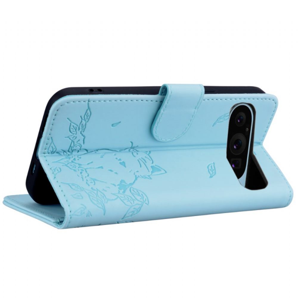 Kožený Kryt Na Google Pixel 10 / 10 Pro Kočičí Vzor