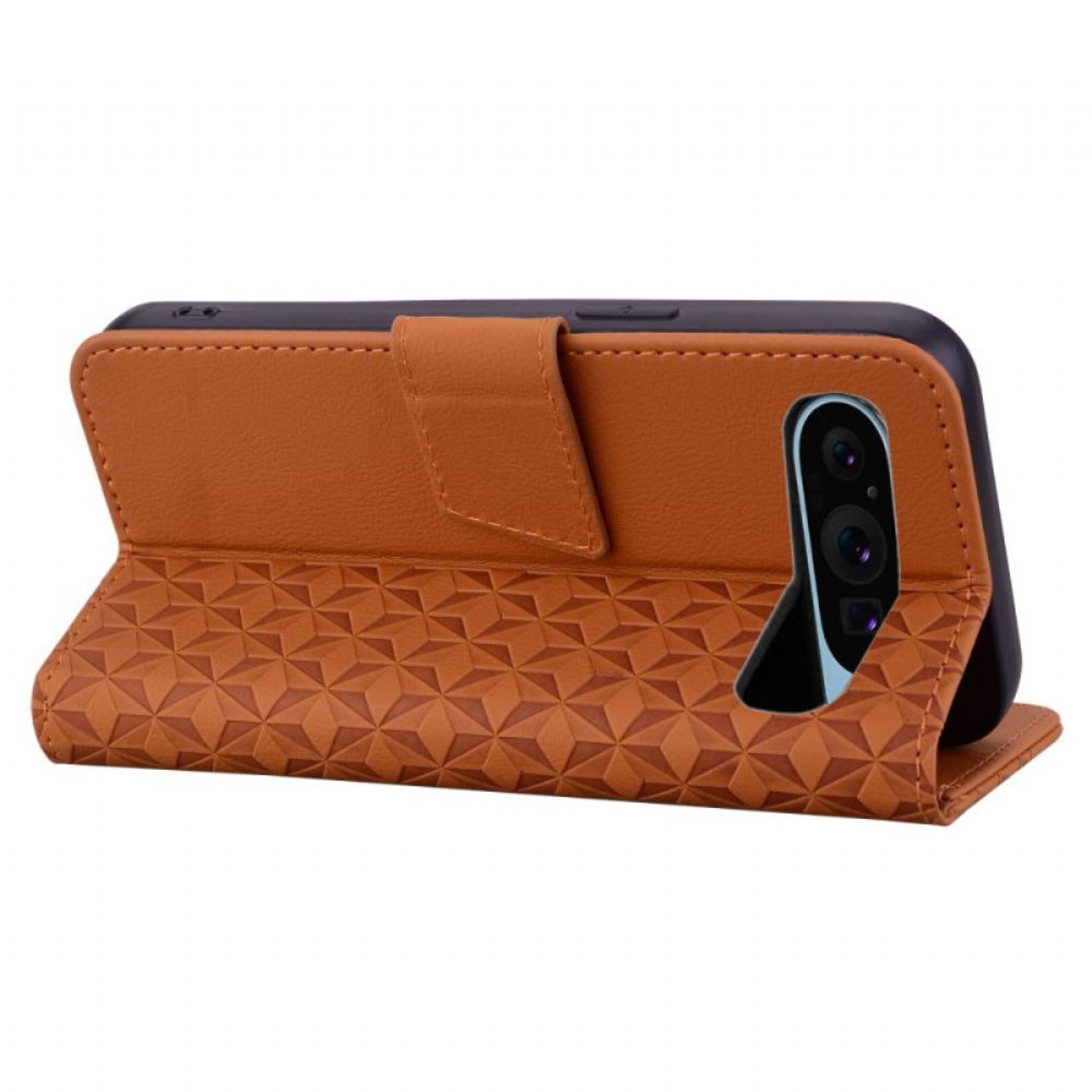 Kožený Kryt Na Google Pixel 10 / 10 Pro Úsměv A Vzor S Diamanty