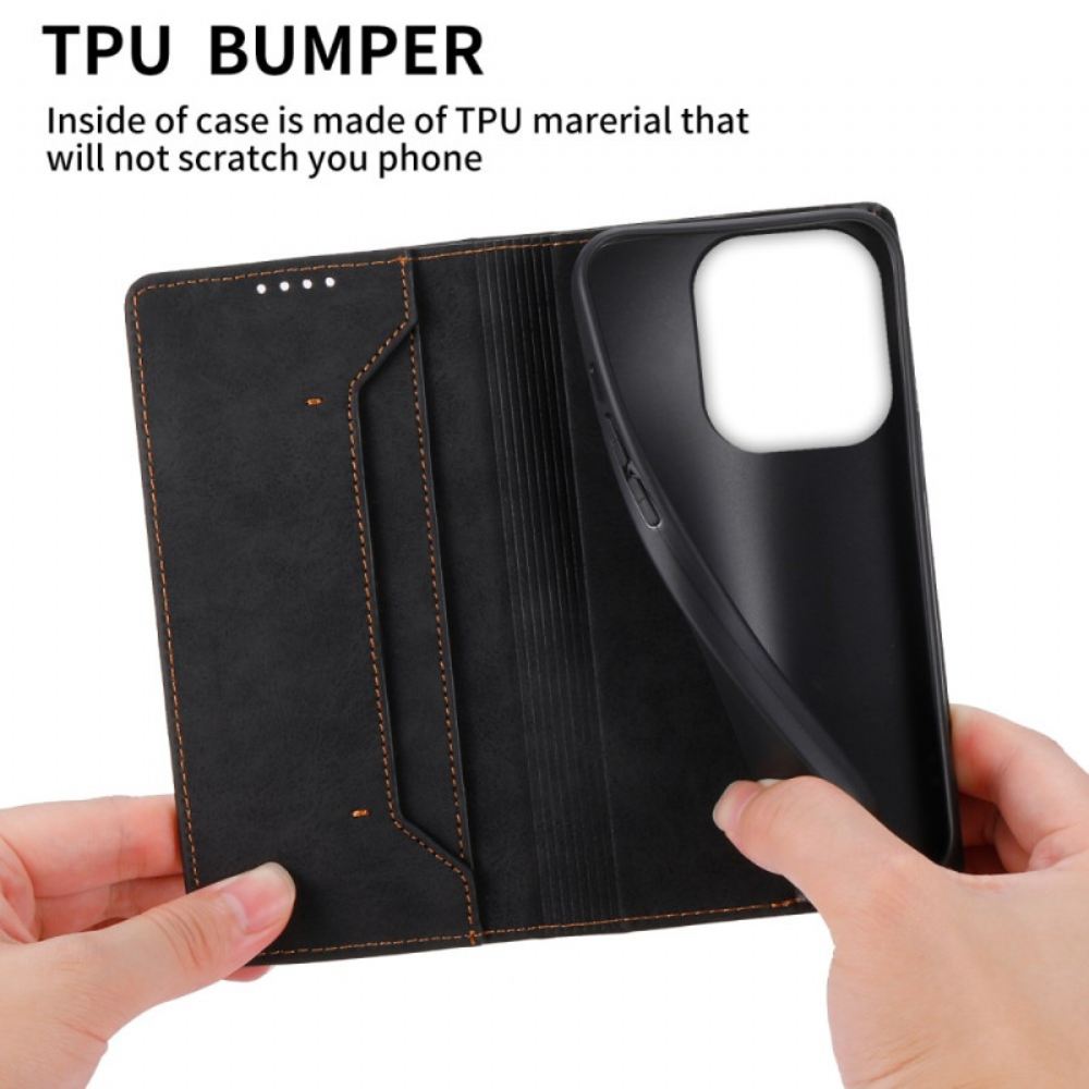 Kožené Pouzdro Folio Na Xiaomi Redmi Note 13 4g Klasický Kožený Efekt