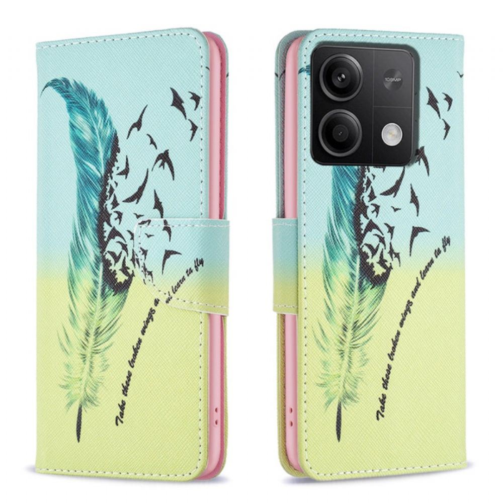Kožený Kryt Na Xiaomi Redmi Note 13 4g Peří A Ptáci