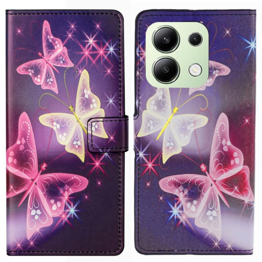 Kožený Kryt Na Xiaomi Redmi Note 13 4g Šumivé Motýly
