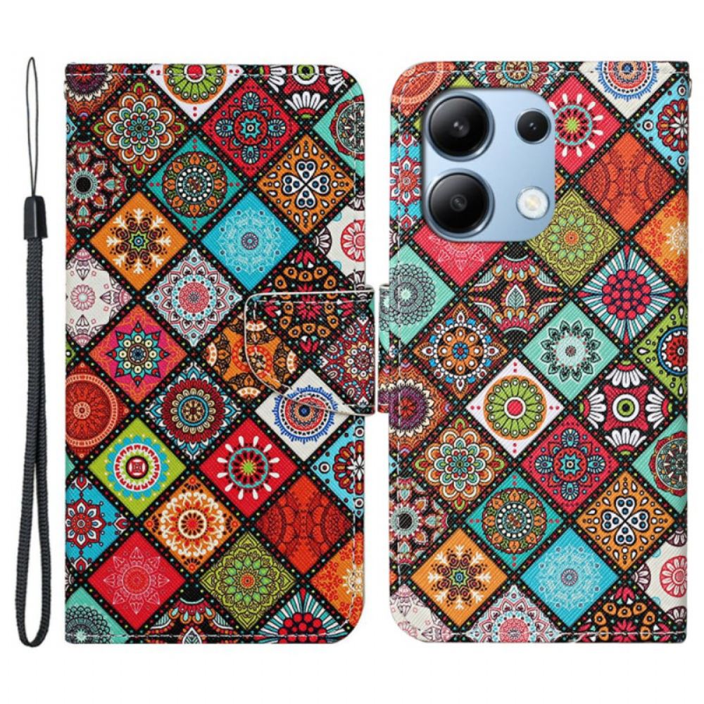 Kožený Kryt Xiaomi Redmi Note 13 4g Etnický Styl S Popruhem