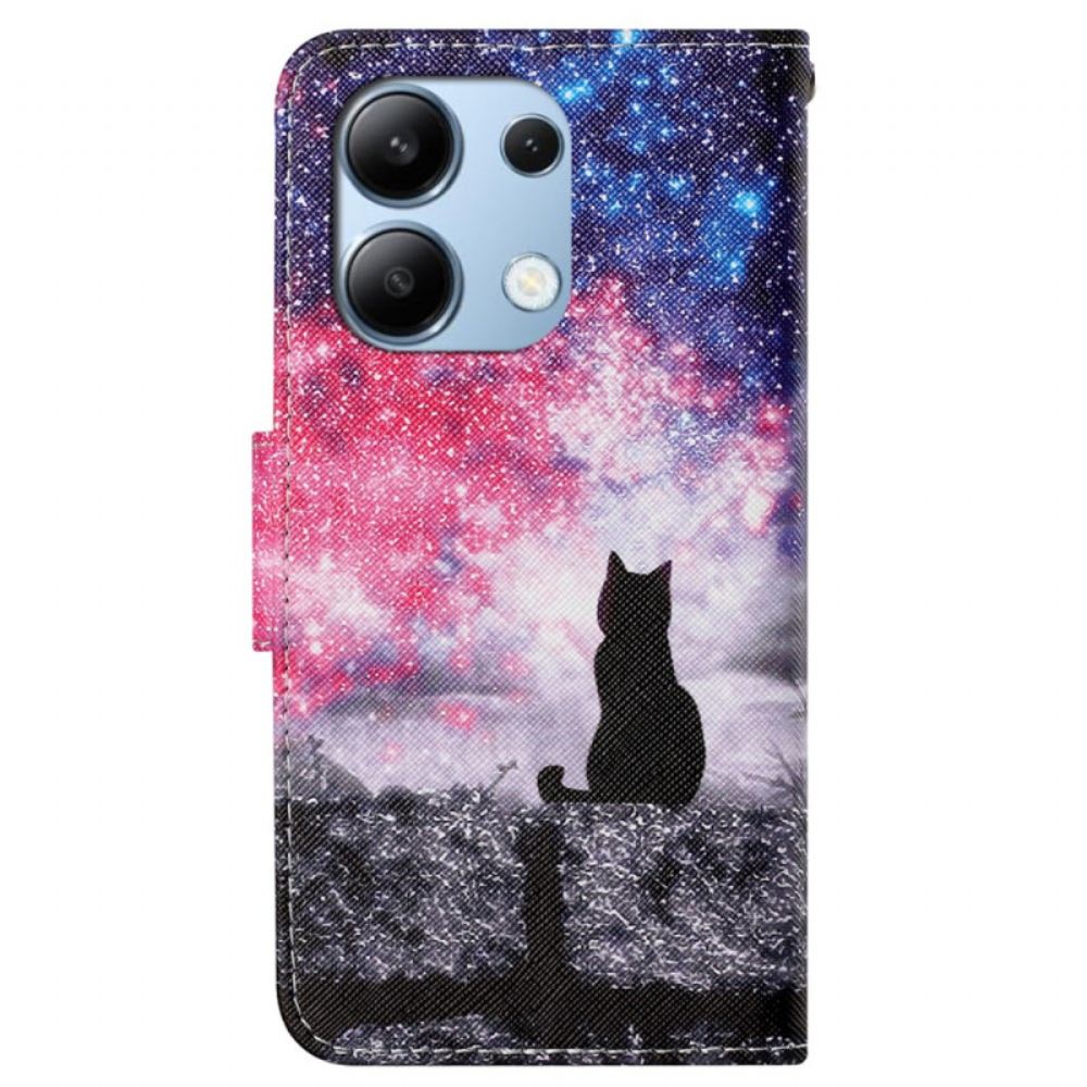 Kožený Kryt Xiaomi Redmi Note 13 4g Hvězdná Kočka S Popruhem