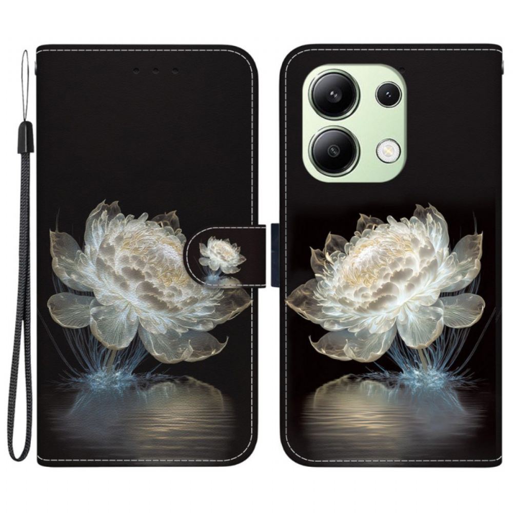 Kožený Kryt Xiaomi Redmi Note 13 4g Křišťálová Pivoňka S Řemínkem