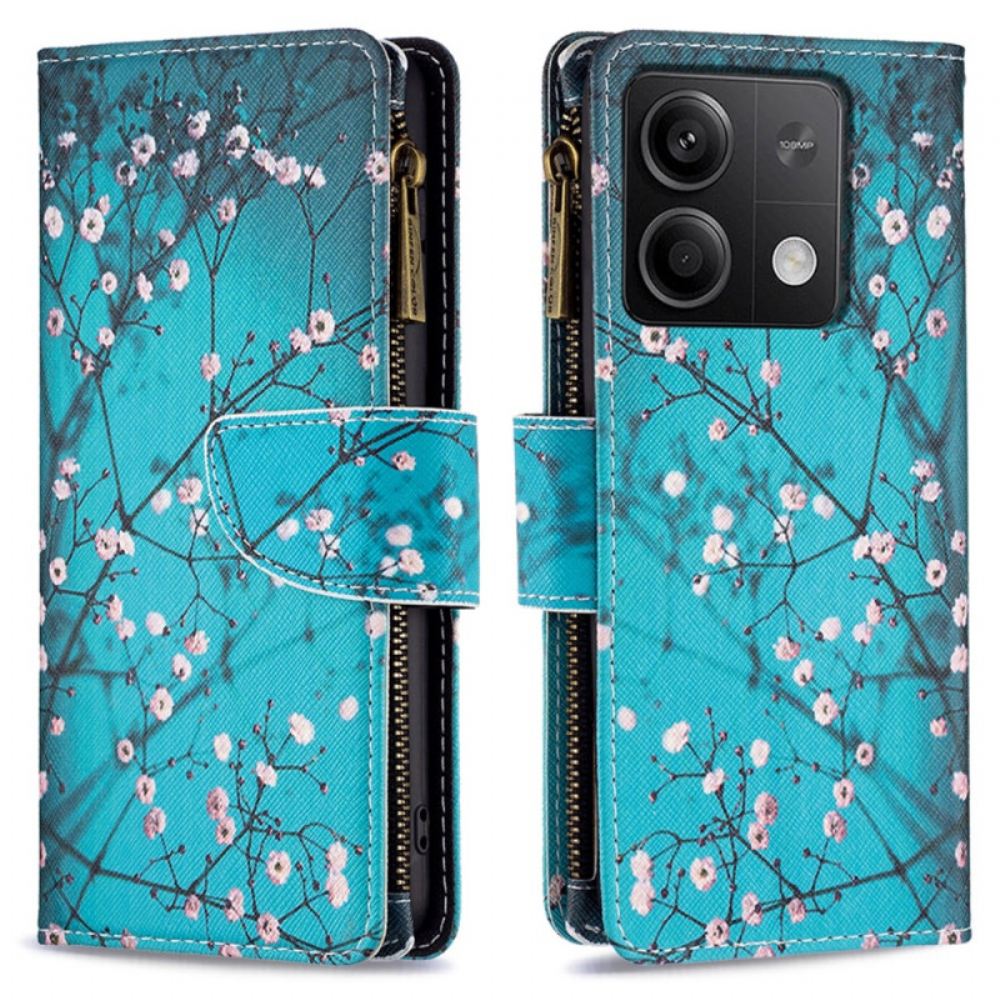Kožený Kryt Xiaomi Redmi Note 13 4g Peněženka Plum Blossoms