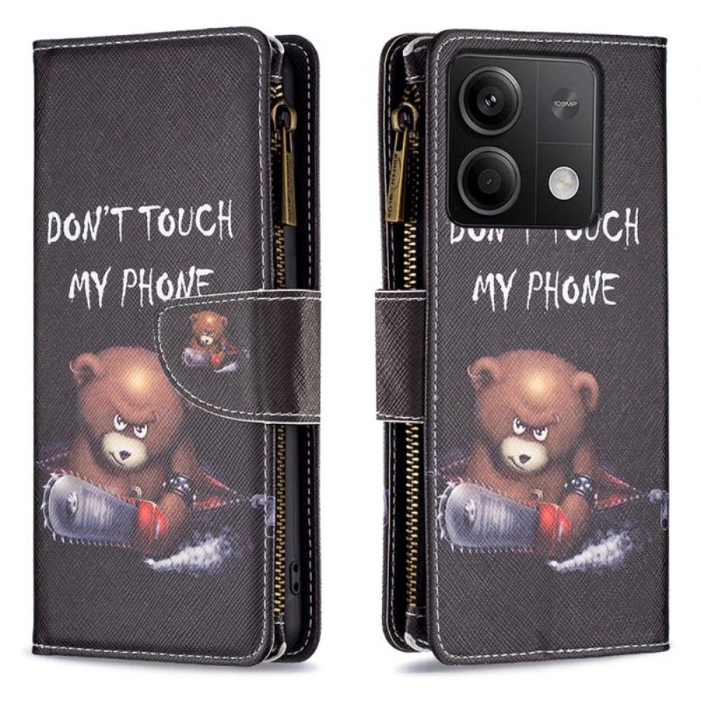 Kožený Kryt Xiaomi Redmi Note 13 4g Peněženka S Nebezpečným Medvědem