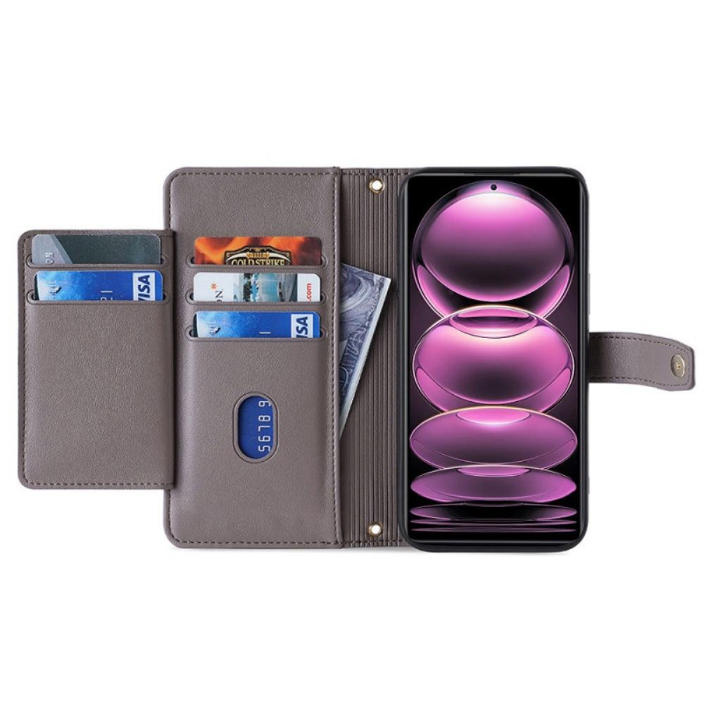 Kožený Kryt Xiaomi Redmi Note 13 4g Peněženka S Popruhem A Popruhem Přes Rameno