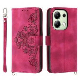 Kožený Kryt Xiaomi Redmi Note 13 4g Styl S Krajkovým Páskem