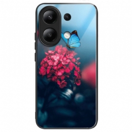 Kryt Xiaomi Redmi Note 13 4g Kryty Na Mobil Tvrzené Sklo Červené Květiny A Motýli