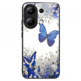 Kryt Xiaomi Redmi Note 13 4g Modrí Motýli Z Tvrzeného Skla