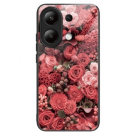 Kryt Xiaomi Redmi Note 13 4g Tvrzené Sklo Červené Květy