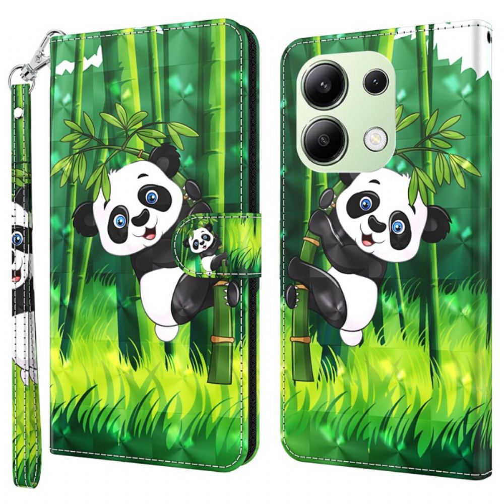 Peněženková Pouzdra Xiaomi Redmi Note 13 4g Bambusová Panda S Popruhem