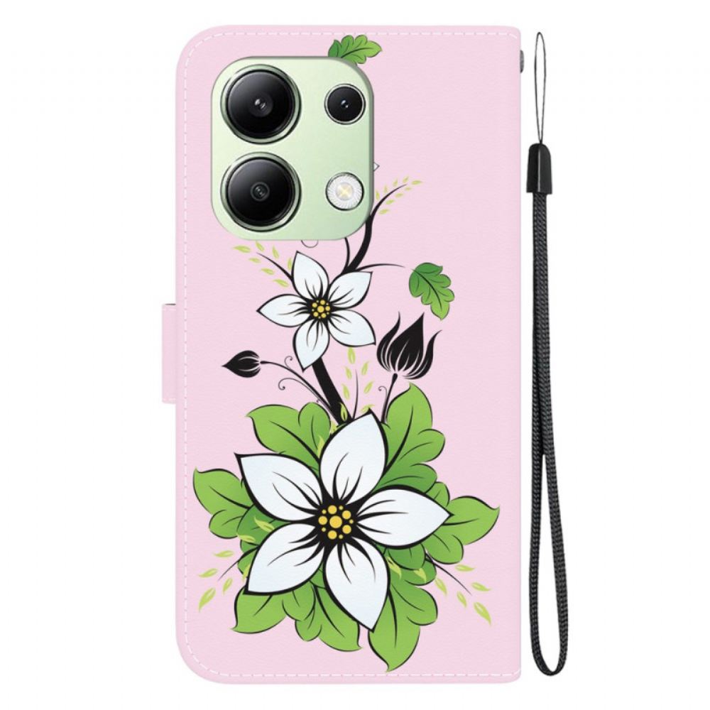 Peněženková Pouzdra Xiaomi Redmi Note 13 4g Kryty Na Mobil Lilie V Popruhu