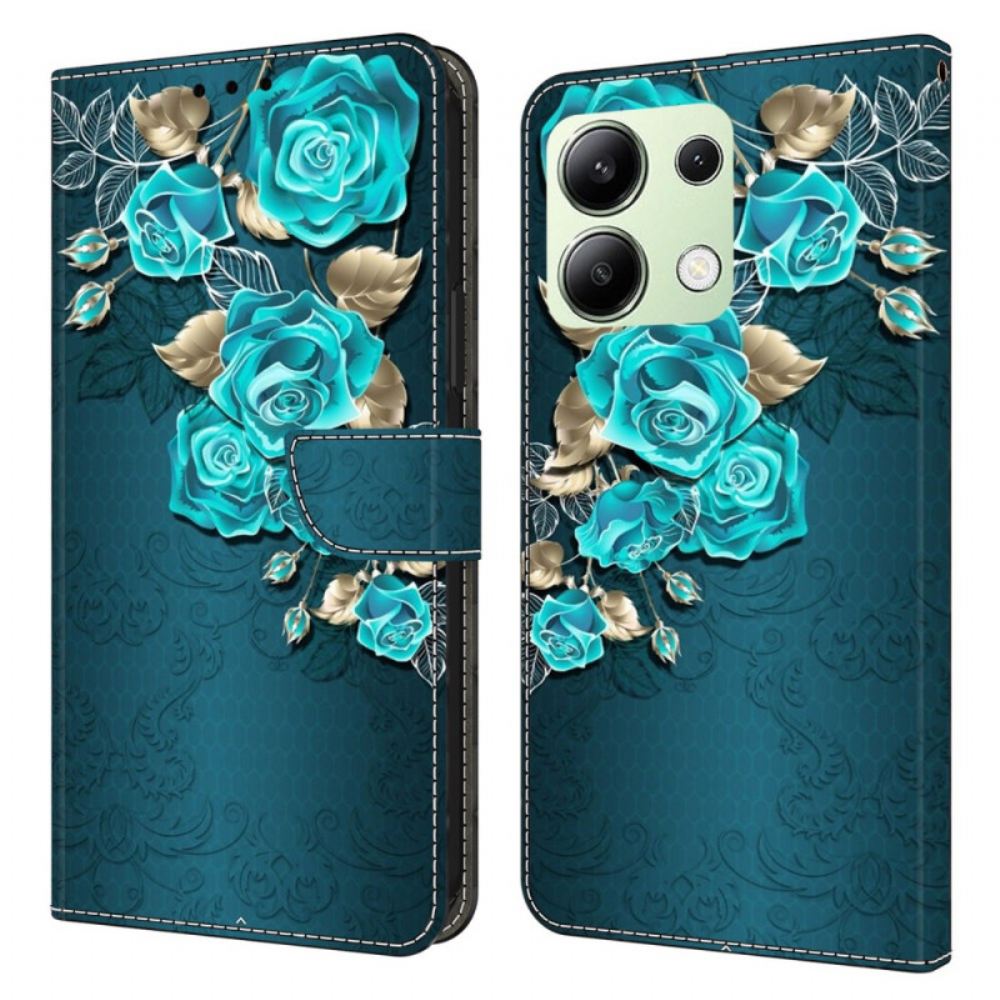 Peněženková Pouzdra Xiaomi Redmi Note 13 4g Kryty Na Mobil Modrá Růže