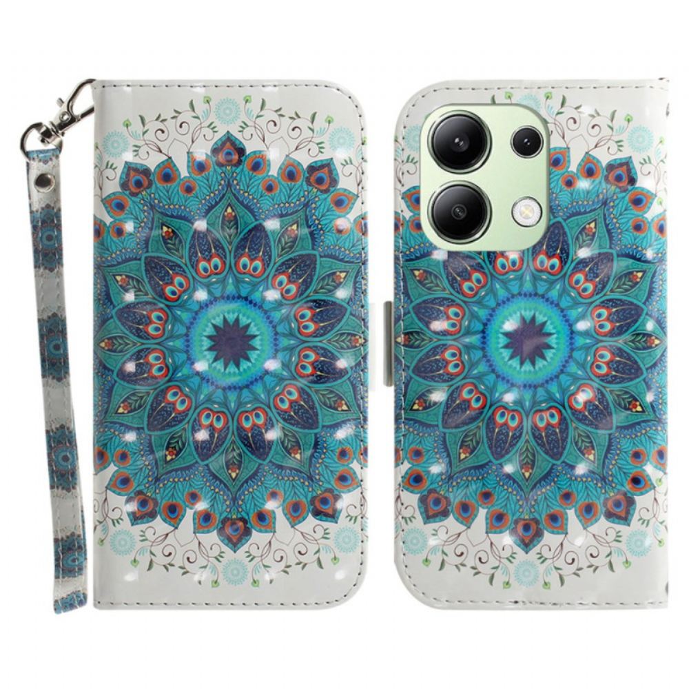 Peněženková Pouzdra Xiaomi Redmi Note 13 4g Kryty Na Mobil Zelená Mandala S Popruhem