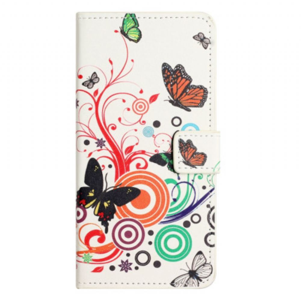 Peněženková Pouzdra Xiaomi Redmi Note 13 4g Motýli Na Bílém Pozadí
